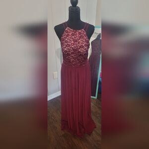 Burgundy Lace Maxi Dress